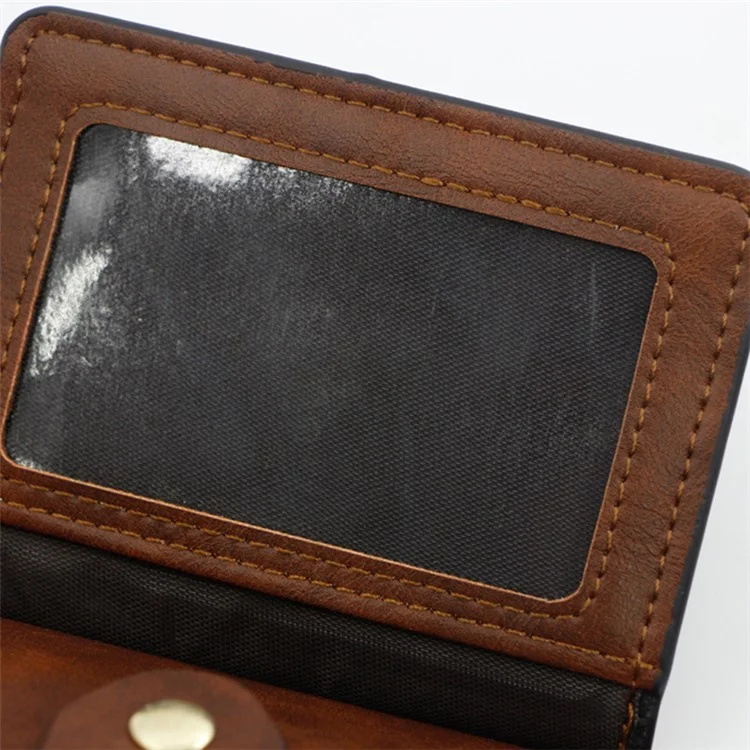 K61 Ultra-thin Wallet PU Leather Travel Card Storage Holder Coin Pouch Bag Billfold for Women Men - Brown