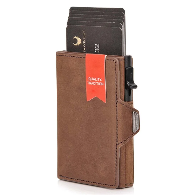 Véritable portefeuille en cuir de vache avec blocage RFID Étui porte-cartes Portefeuille Porte-cartes de crédit Porte-cartes d'identité Peut contenir jusqu'à 6 cartes - Marron clair