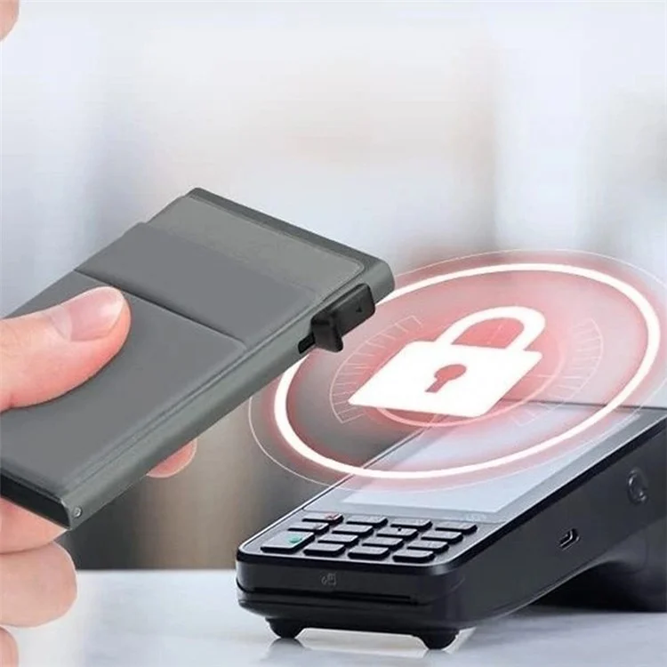 Алюминиевый сплав + пластиковый чехол для карточек RFID Blocking Credit Card ID Card Holder Case Easy Pop-Up Slim Bag - Красный
