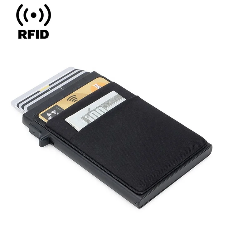 Алюминиевый сплав + пластиковый чехол для карточек RFID Blocking Credit Card ID Card Holder Case Easy Pop-Up Slim Bag - Красный