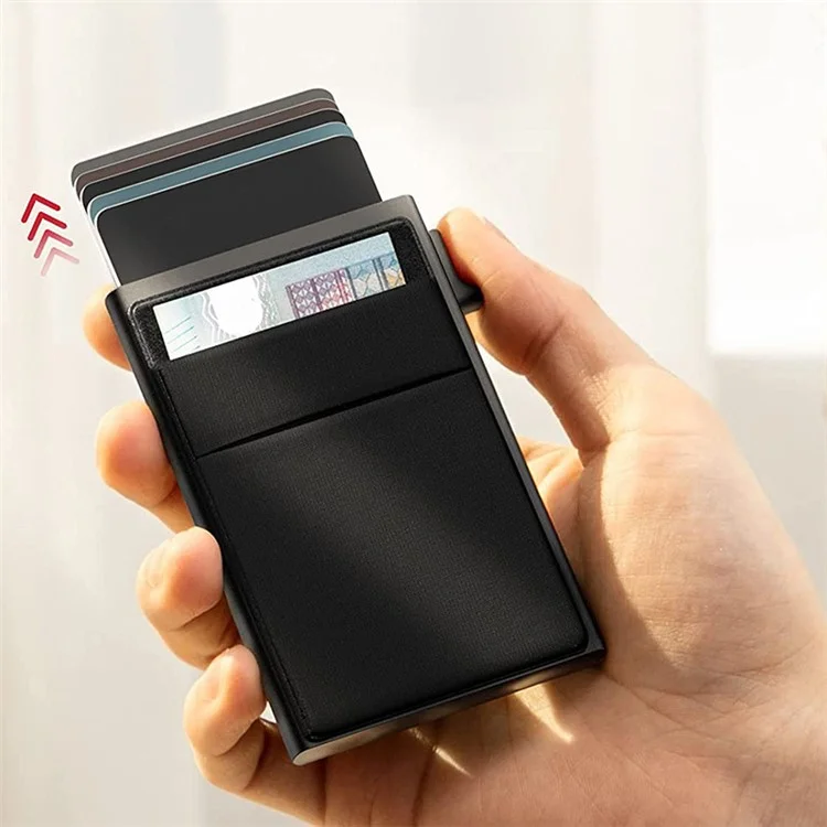 Алюминиевый сплав + пластиковый чехол для карточек RFID Blocking Credit Card ID Card Holder Case Easy Pop-Up Slim Bag - Красный