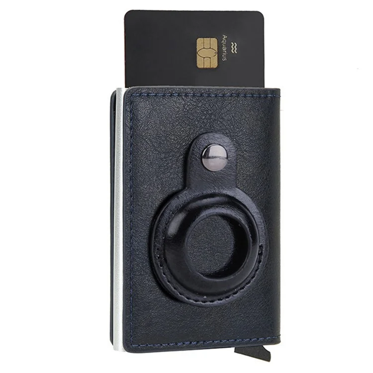 Para AirTag Storage Bag RFID Blocking Microfiber Leather Card Holder Men Cash Card Carrying Bag - Azul