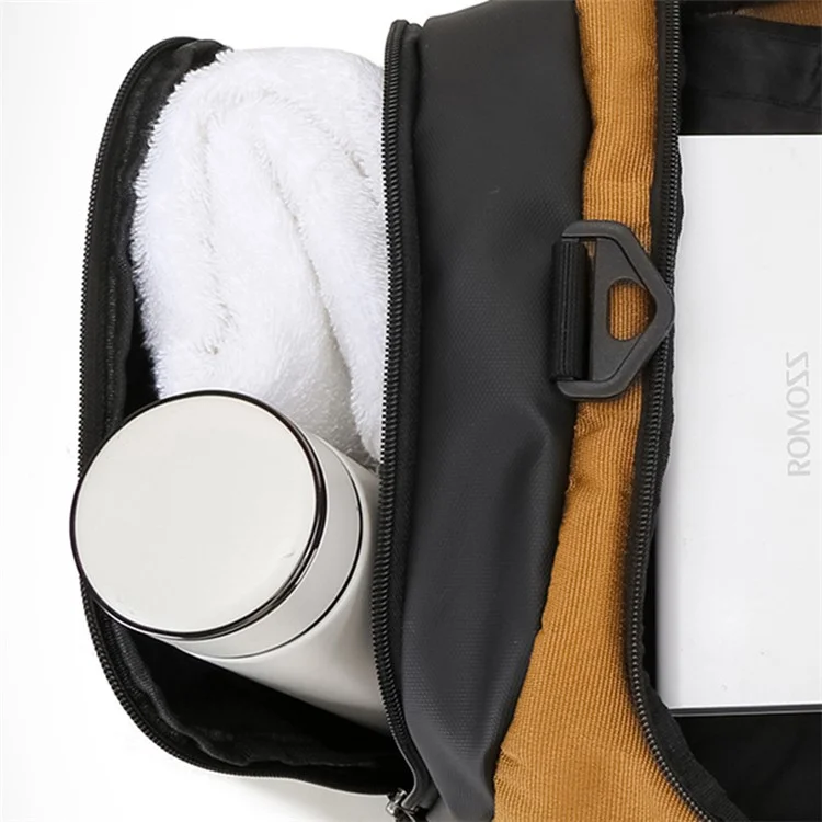 Bolsa Esportiva Fitness de Poliéster de Grande Capacidade com Alça Cruzada, Bolsa de Viagem com Compartimento para Sapatos - Cáqui