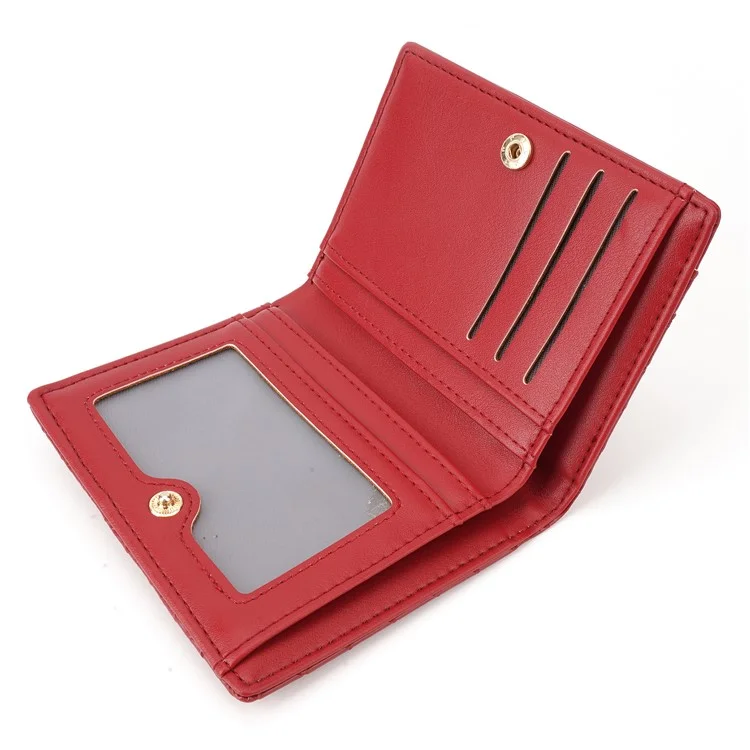 BAELLERRY NR103 Trama Intrecciata PU Pelle Bi-fold Portafoglio Corto Ultra Sottile Porta Carte - Rosso
