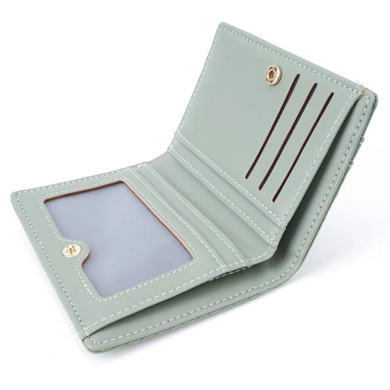 BAELLERRY NR103 Woven Texture PU Leather Bi-fold Short Wallet Ultra Slim Card Bag - Green