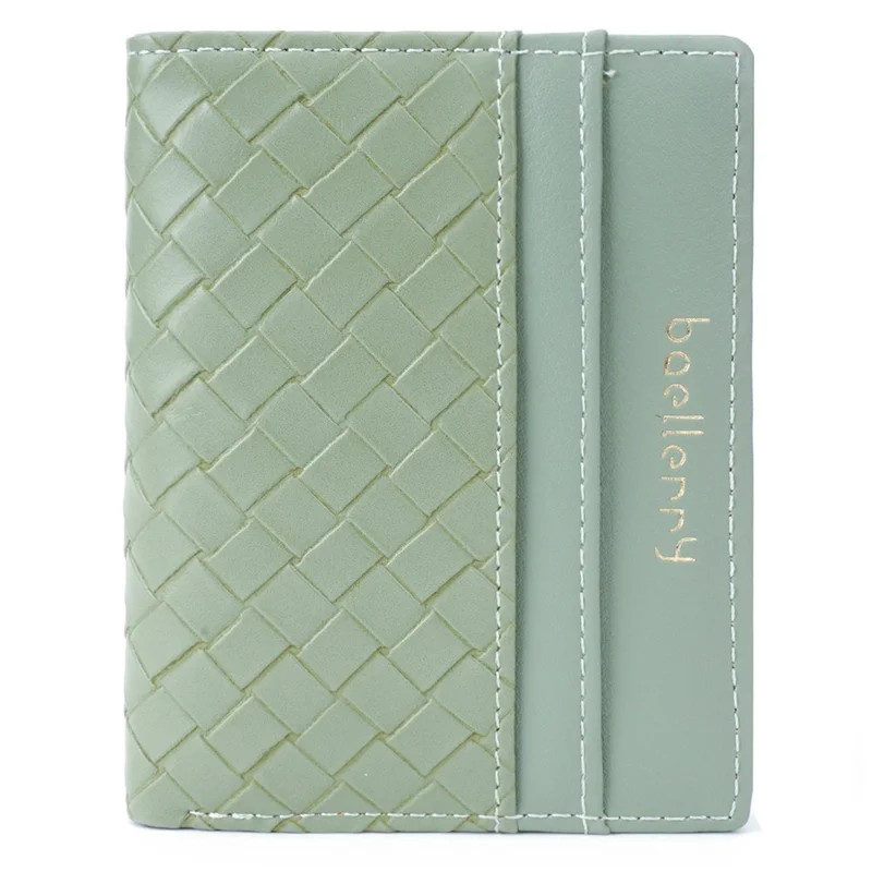 BAELLERRY NR103 Woven Texture PU Leather Bi-fold Short Wallet Ultra Slim Card Bag - Green