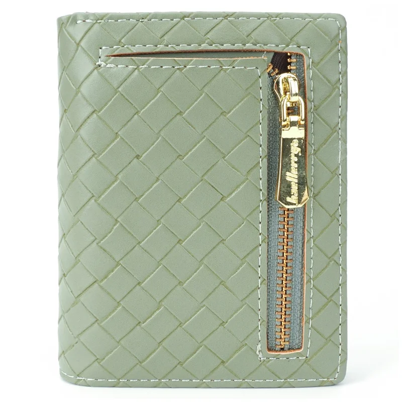 BAELLERRY NR103 Woven Texture PU Leather Bi-fold Short Wallet Ultra Slim Card Bag - Green