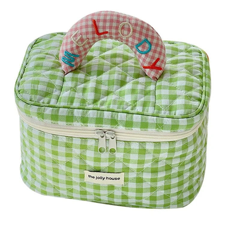 Sac de rangement pour cosmétiques à design de grille charmant - Vert