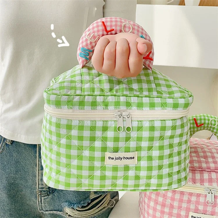 Sac de rangement pour cosmétiques à design de grille charmant - Vert