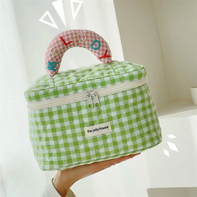 Sac de rangement pour cosmétiques à design de grille charmant - Vert