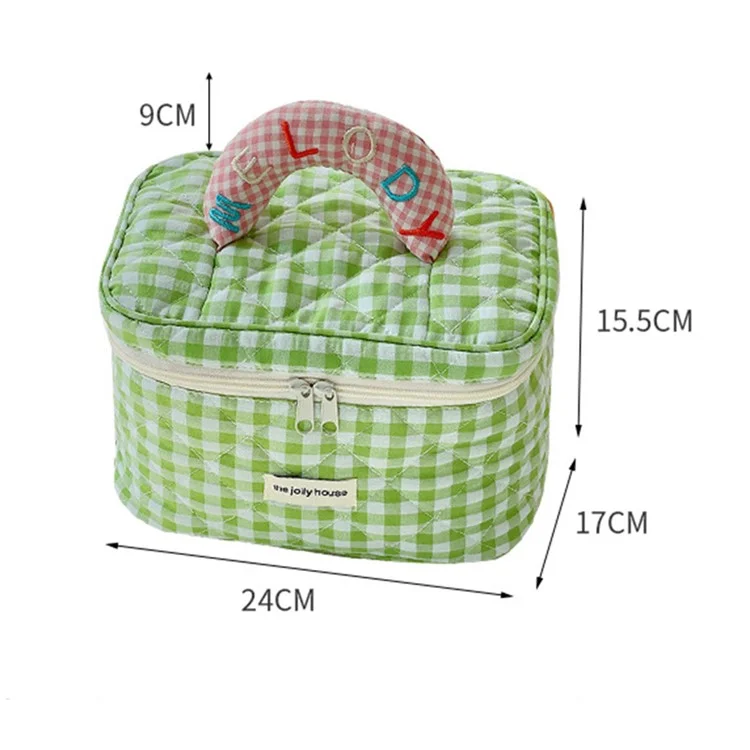 Sac de rangement pour cosmétiques à design de grille charmant - Vert