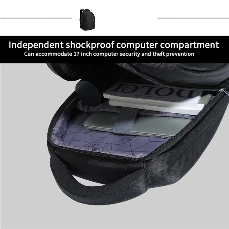 BOISEEN 7167 Oxford Cloth Laptop Backpack Water Resistance Schoolbag Compartment Daypack for Business Travel