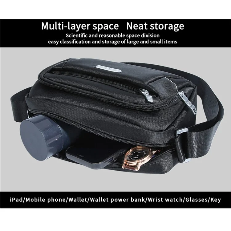 BOISEEN 6629 Sacs à bandoulière Messenger Bags pour hommes Sling Sacs imperméables en Oxford pour le travail et les affaires