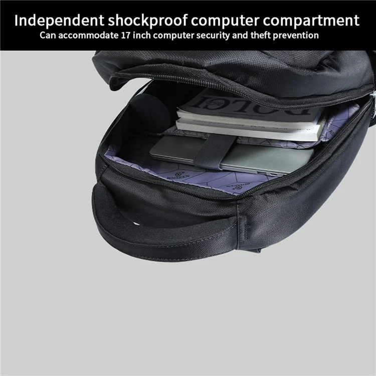 BOISEEN 6821 Mochila Grande para Hombre Impermeable de Tela Oxford de Negocios Escolar Bolso para Portátil
