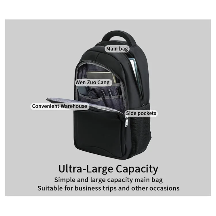 BOISEEN 6821 Mochila Grande para Hombre Impermeable de Tela Oxford de Negocios Escolar Bolso para Portátil