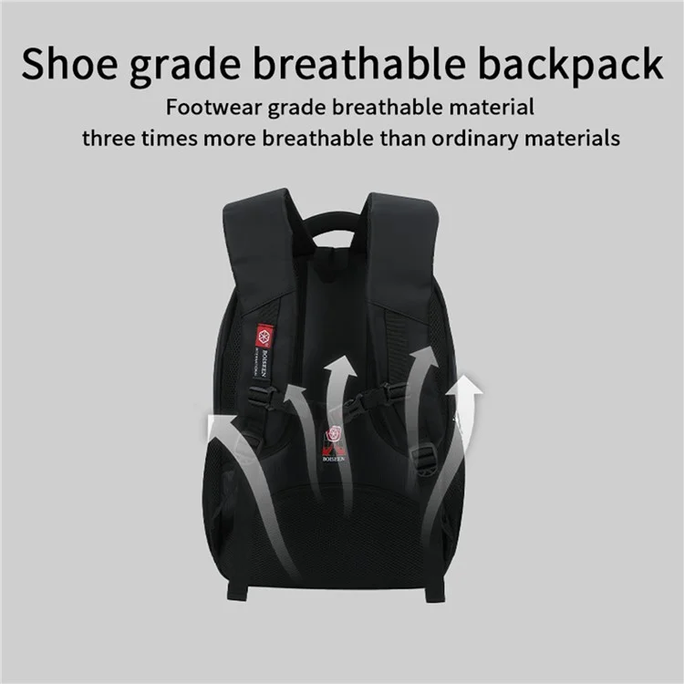 BOISEEN 7116 Borsa da uomo per il business Borsa per laptop Zaino impermeabile in tessuto Oxford - Nero
