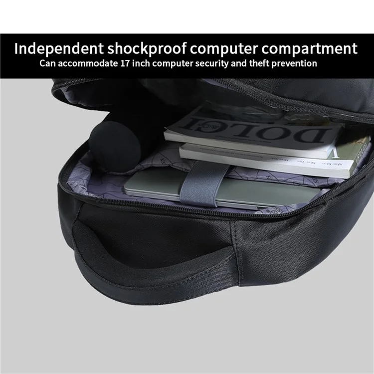 BOISEEN 7116 Borsa da uomo per il business Borsa per laptop Zaino impermeabile in tessuto Oxford - Nero