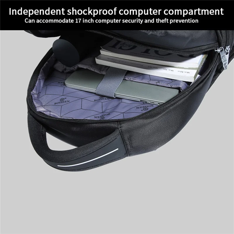 BOISEEN 6620 Oxford Cloth Backpack Laptop Storage Shoulders Bag for Business Trip, Work, School, Travel - Black