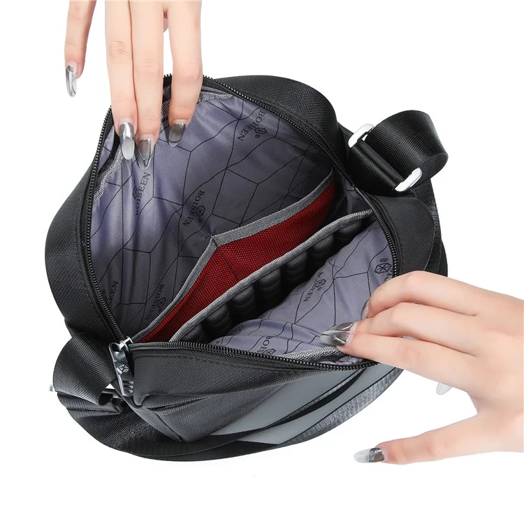 BOISEEN 5599-L Large Crossbody-Tasche Geschäftsschultertasche Oxford-Tuch Slingbag - Schwarz