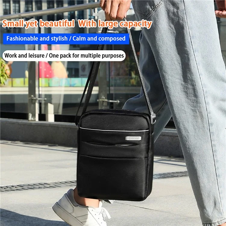 BOISEEN 5599-L Large Crossbody-Tasche Geschäftsschultertasche Oxford-Tuch Slingbag - Schwarz