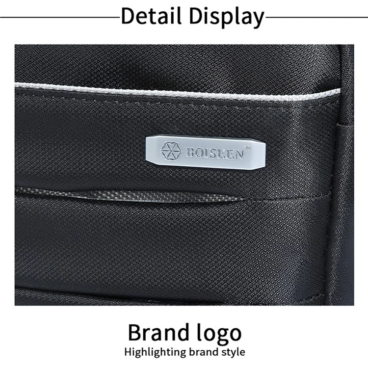 BOISEEN 5599-L Large Crossbody-Tasche Geschäftsschultertasche Oxford-Tuch Slingbag - Schwarz