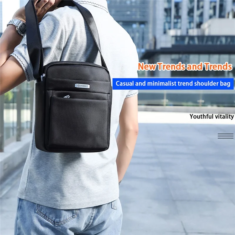 BOISEEN 612L Large Crossbody Bag Men's Business Shoulder Bag Oxford Cloth Boy's Travel Sling Bag - Black