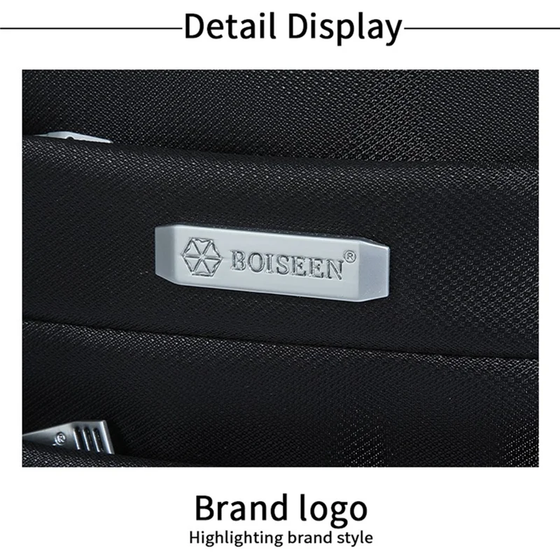BOISEEN 612L Large Crossbody Bag Men's Business Shoulder Bag Oxford Cloth Boy's Travel Sling Bag - Black