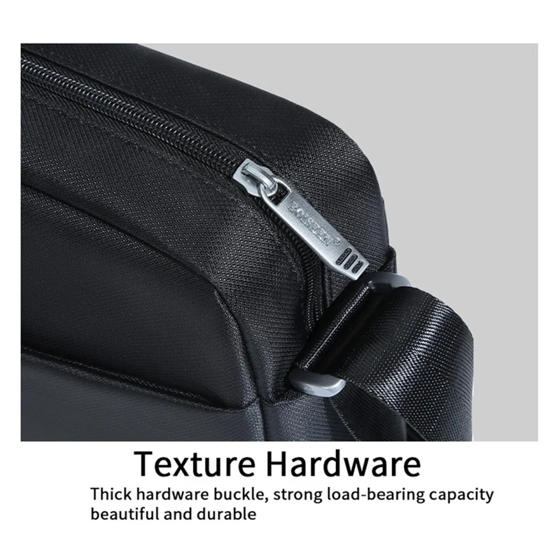 BOISEEN 612L Large Crossbody Bag Men's Business Shoulder Bag Oxford Cloth Boy's Travel Sling Bag - Black