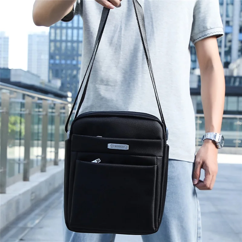 BOISEEN 612L Large Crossbody Bag Men's Business Shoulder Bag Oxford Cloth Boy's Travel Sling Bag - Black