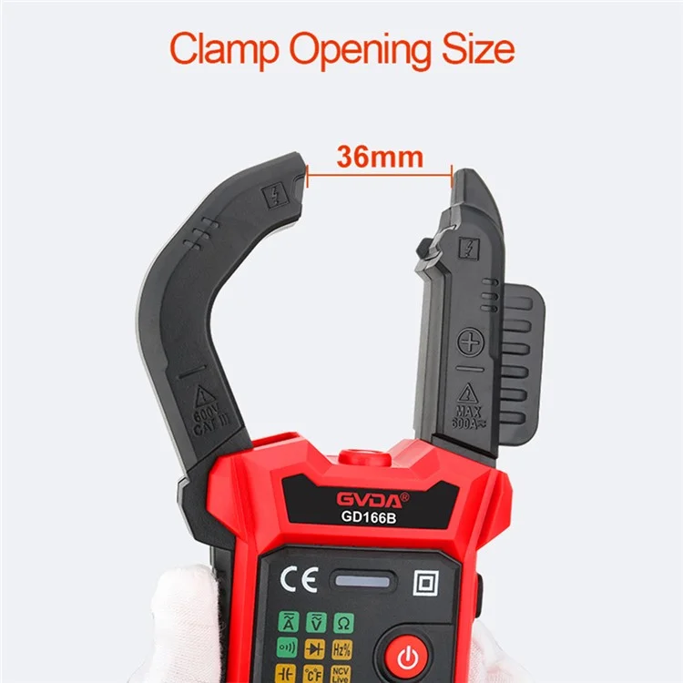 GVDA GD166B Digitalmultimeter mit 6000 Zählungen Stromzange AC DC Spannung True RMS Stromzange Multimeter Kapazität Ohm Hz Amp Tester
