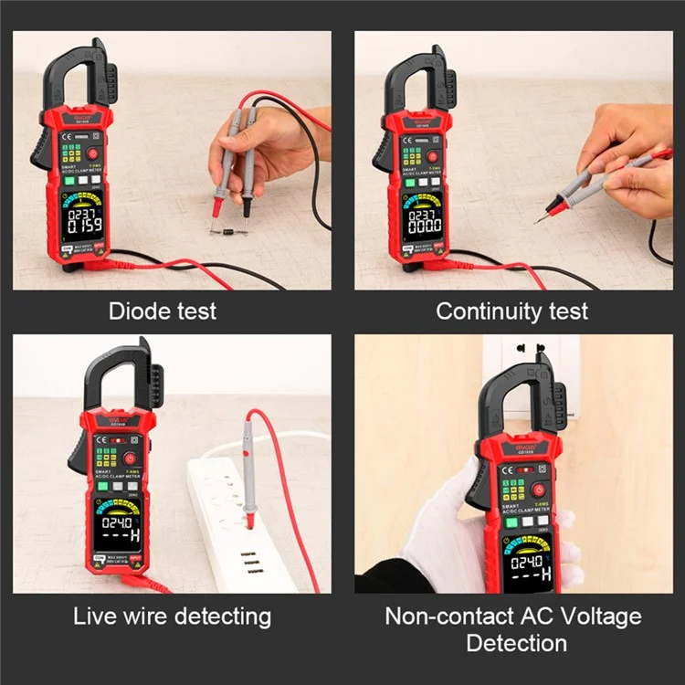 GVDA GD166B Digitalmultimeter mit 6000 Zählungen Stromzange AC DC Spannung True RMS Stromzange Multimeter Kapazität Ohm Hz Amp Tester