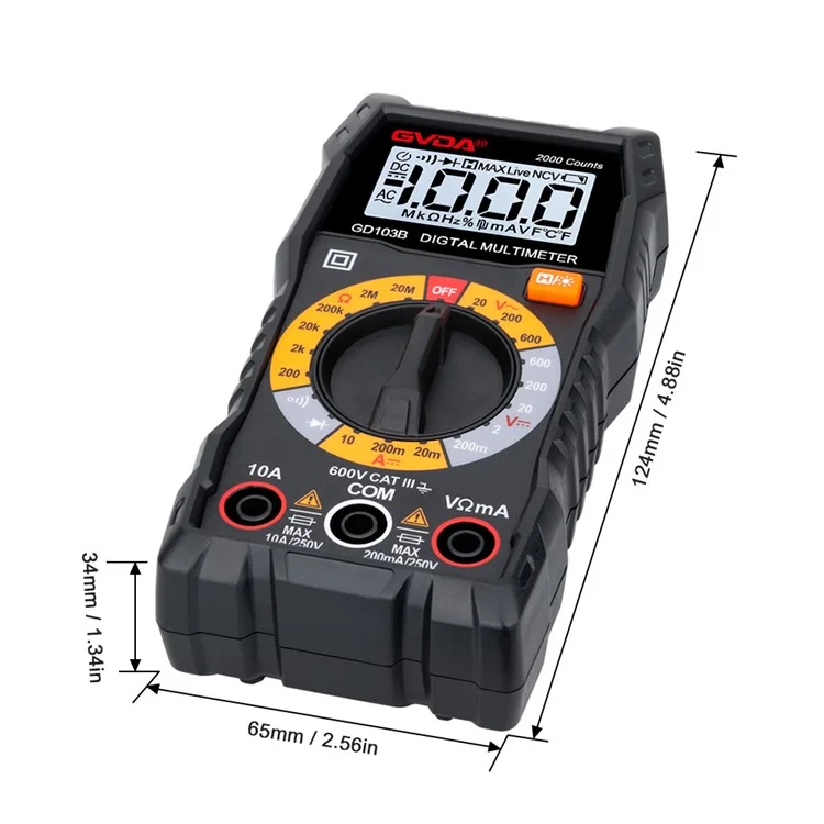 GVDA GD103B Mini Dcasclit Digital Multimetro DC / Tensione cc Corrente cc Tester Con Misuratore Portatile Con Cavalletto