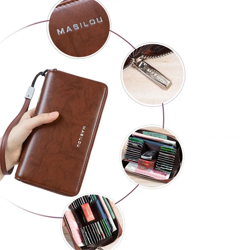 RFID Blocking Card Slots Wallet Split Leather Clutch Hand Bag Purse Cell Phone Holster Pouch Credit Card Holder - Pink
