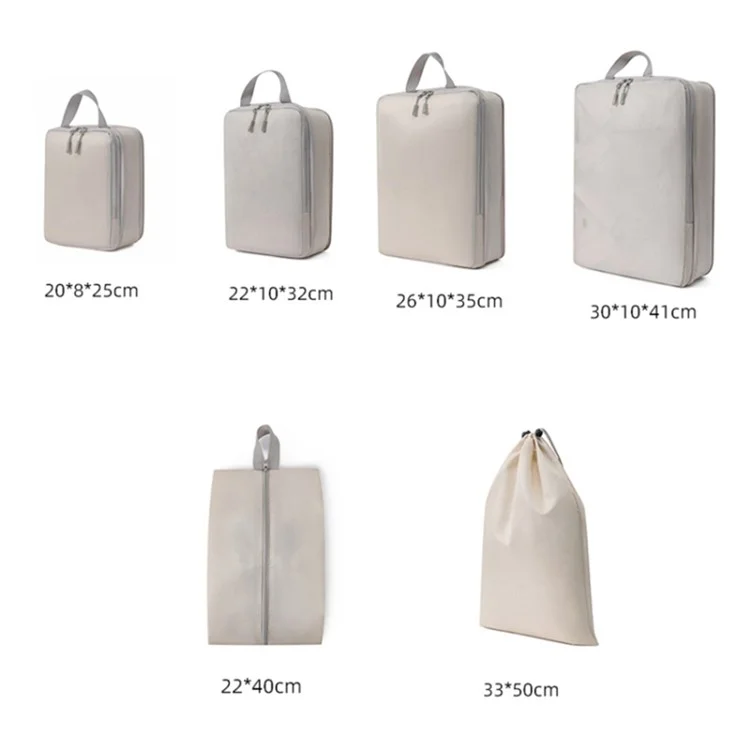 6PCS Large Compression Packing Cubes Polyester Luggage Organizer Bags Pouches Set for Travel Essentials - Black