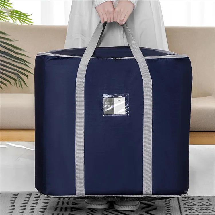 Oxford Cloth Extra Large Storage Bag for Moving House Storage Clothes Bedding Duvet Quilt Blankets, 60*45*55cm - Navy Blue