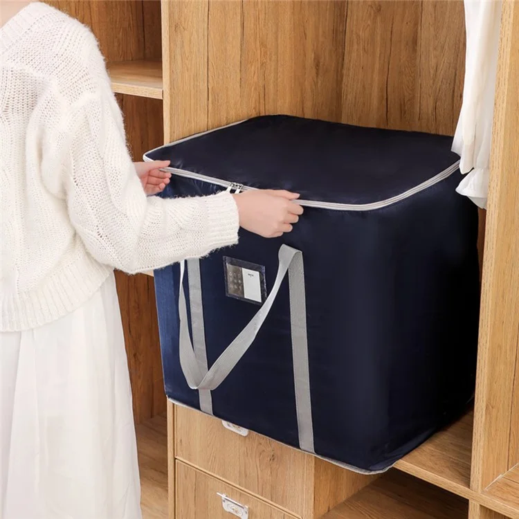 Oxford Cloth Extra Large Storage Bag for Moving House Storage Clothes Bedding Duvet Quilt Blankets, 60*45*55cm - Navy Blue