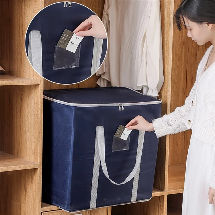Oxford Cloth Extra Large Storage Bag for Moving House Storage Clothes Bedding Duvet Quilt Blankets, 60*45*55cm - Navy Blue