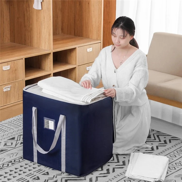 Oxford Cloth Extra Large Storage Bag for Moving House Storage Clothes Bedding Duvet Quilt Blankets, 60*45*55cm - Navy Blue