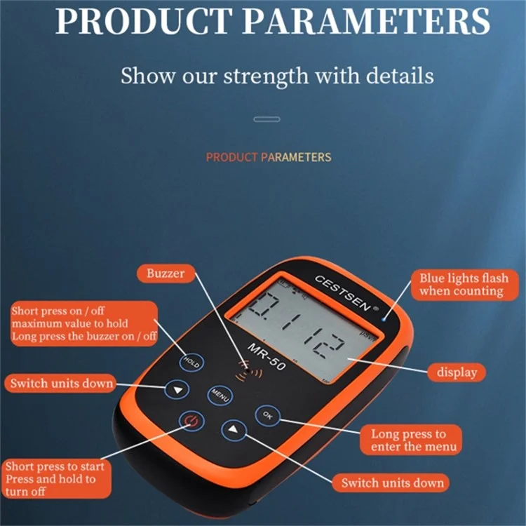 CESTSEN MR-50EXP Electromagnetic Digital Display Xray Marble Personal Geiger Counter Handheld Nuclear Radiation Detector