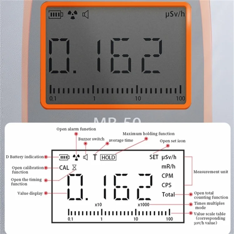 CESTSEN MR-50EXP Electromagnetic Digital Display Xray Marble Personal Geiger Counter Handheld Nuclear Radiation Detector