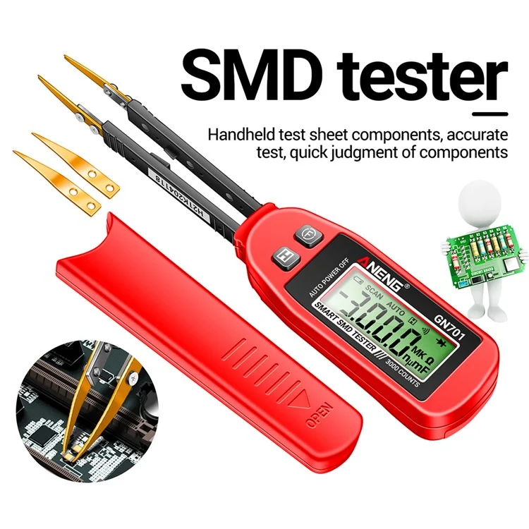 ANENG GN701 Digitaler intelligenter SMD-Tester, elektrischer Multimeter, Widerstand, Kapazität, Durchgangsprüfung, Diodenprüfung