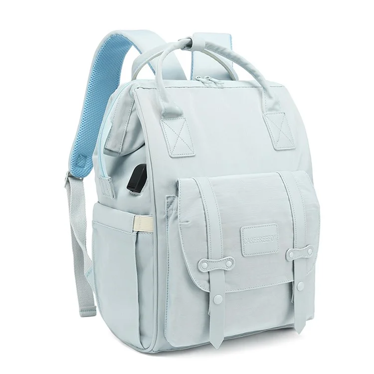 Borsa da Mamma Morbida Capacità Elevata in Nylon Poliestere Zainetto da Maternità Outdoor con Porta di Ricarica USB - Blu