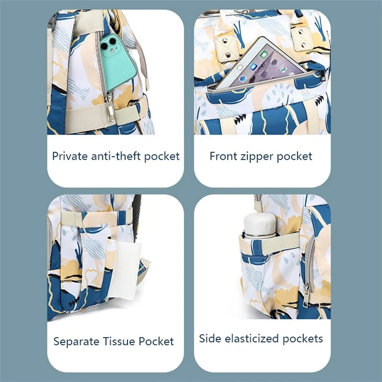 Wasserdichte Mama-Tasche aus Nylon und Polyester, große Kapazität, Schultertasche, Outdoor-Umstandstasche - Beige