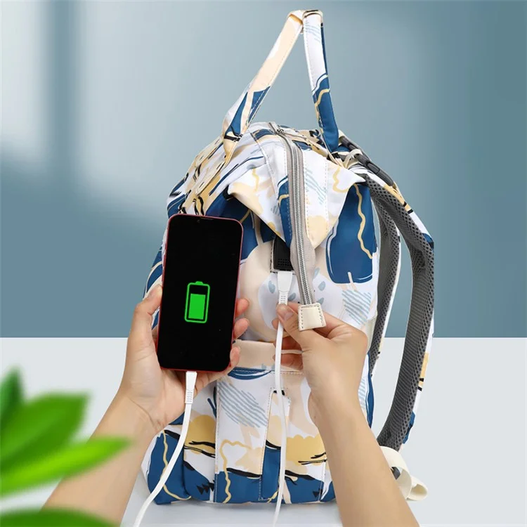 Wasserdichte Mama-Tasche aus Nylon und Polyester, große Kapazität, Schultertasche, Outdoor-Umstandstasche - Beige