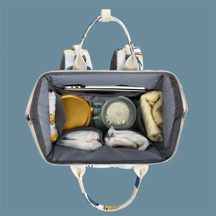 Wasserdichte Mama-Tasche aus Nylon und Polyester, große Kapazität, Schultertasche, Outdoor-Umstandstasche - Beige