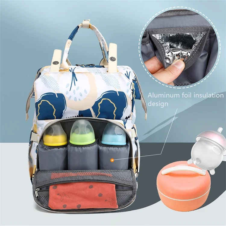 Wasserdichte Mama-Tasche aus Nylon und Polyester, große Kapazität, Schultertasche, Outdoor-Umstandstasche - Beige