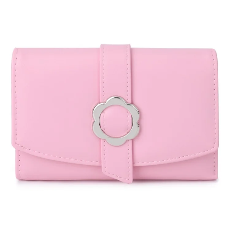 TAILIAN T6224-007 Women's Folding Wallet Coin Carrying Bag PU Leather Card Storage Holder for Teen Girls - Pink