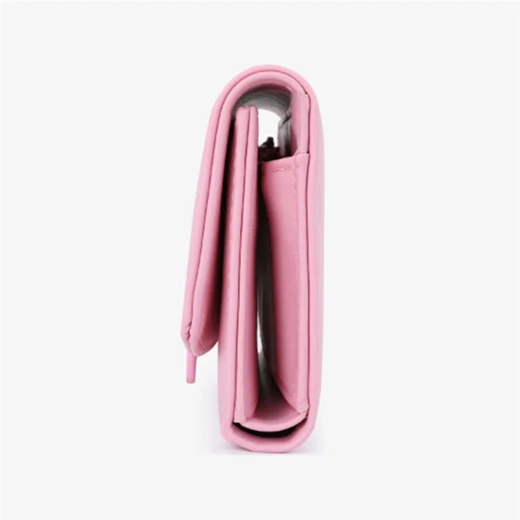 TAILIAN T6224-007 Women's Folding Wallet Coin Carrying Bag PU Leather Card Storage Holder for Teen Girls - Pink