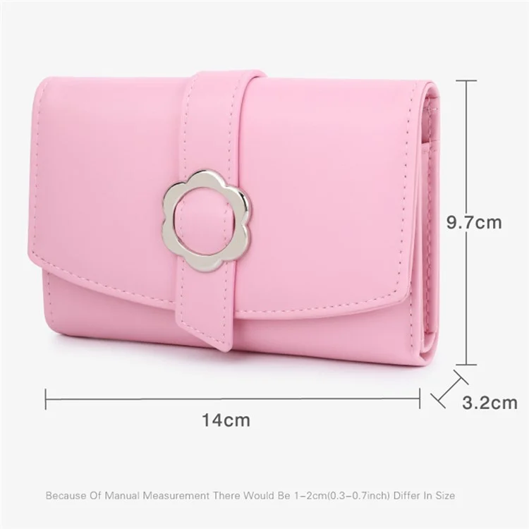 TAILIAN T6224-007 Women's Folding Wallet Coin Carrying Bag PU Leather Card Storage Holder for Teen Girls - Pink
