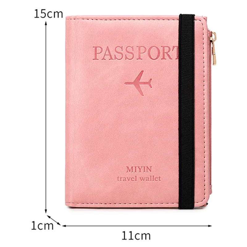 HZ718 RFID Blocking PU Leather Cards Carrying Bag Compact Size Passport Storage Pouch - Coffee